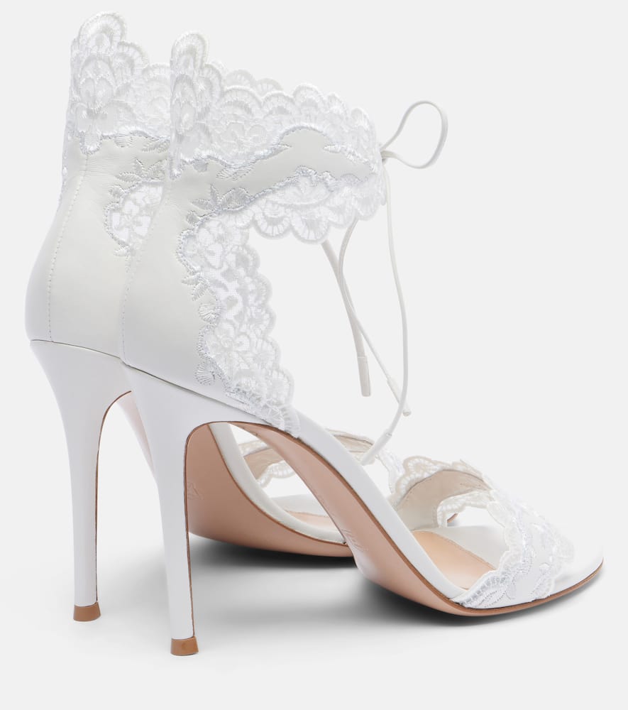 Gianvito Rossi Evie 105 Embroidered Leather Sandals In White