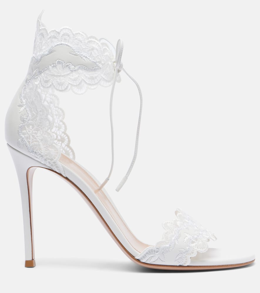 Gianvito Rossi Evie 105 Embroidered Leather Sandals In White