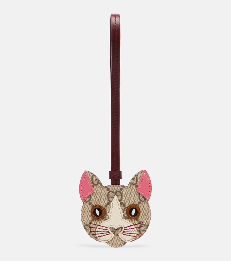 Gucci Gg Canvas Leather Bag Charm In Multi