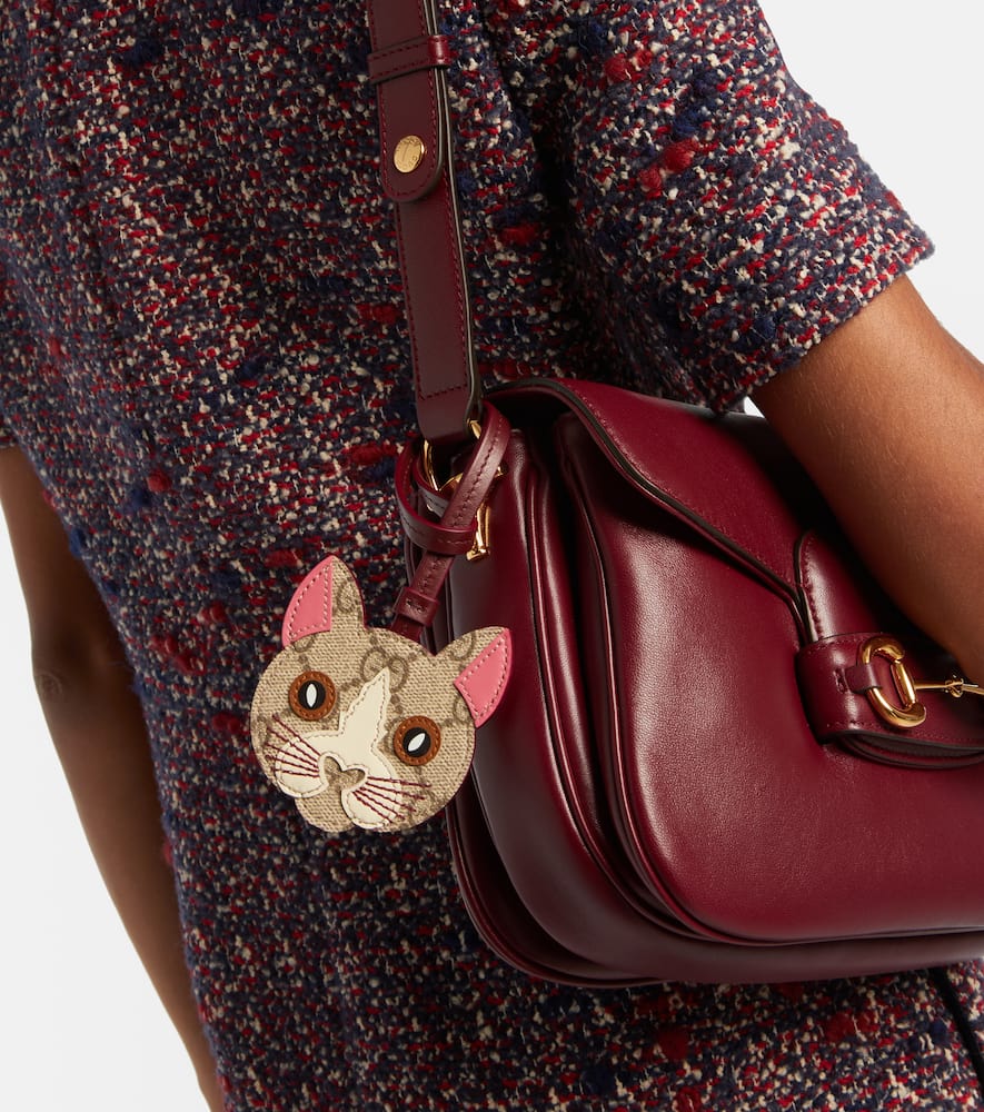 Gucci Gg Canvas Leather Bag Charm In Multi