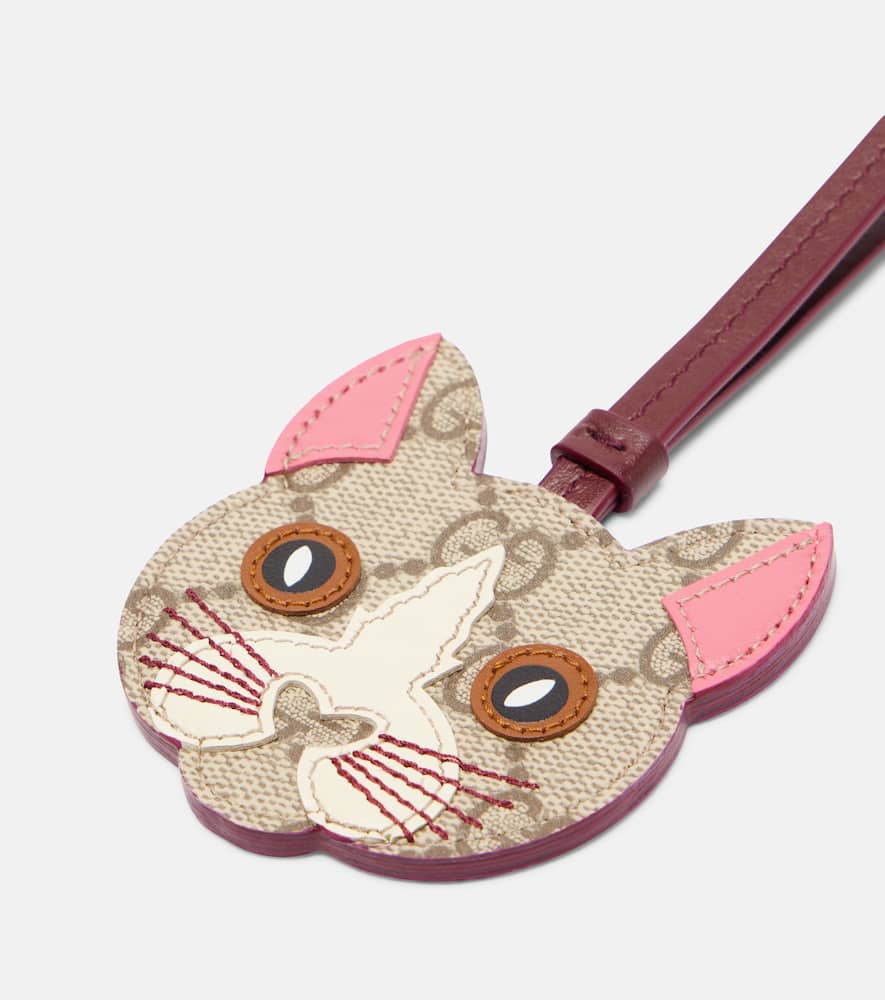 Gucci Gg Canvas Leather Bag Charm In Multi