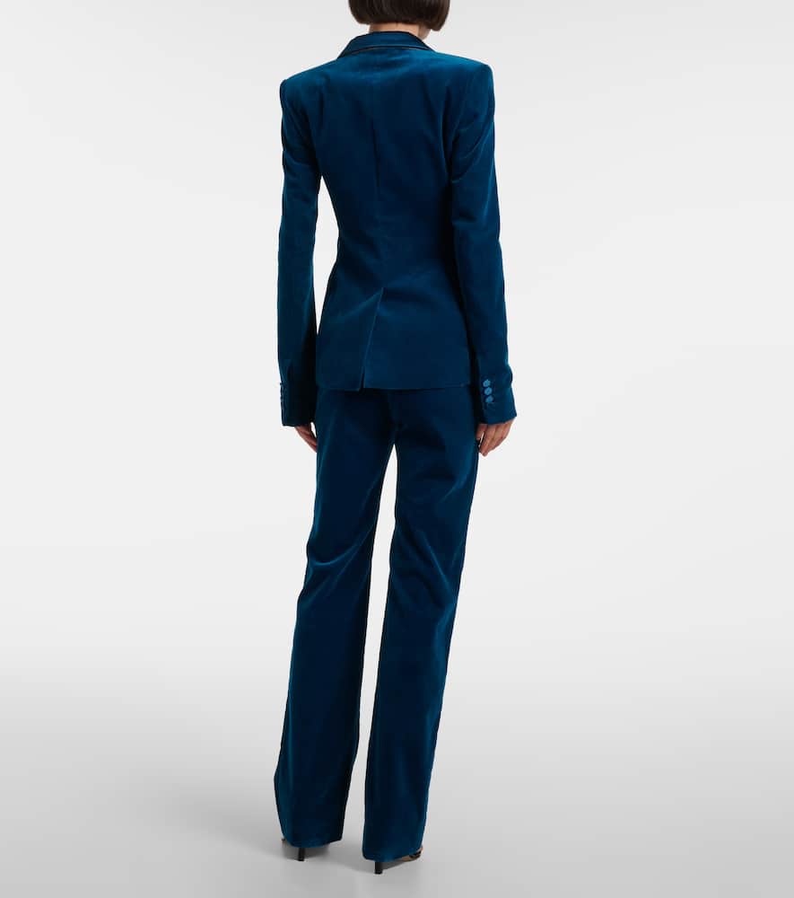 Rabanne Cotton-blend Velvet And Satin Blazer In Blue