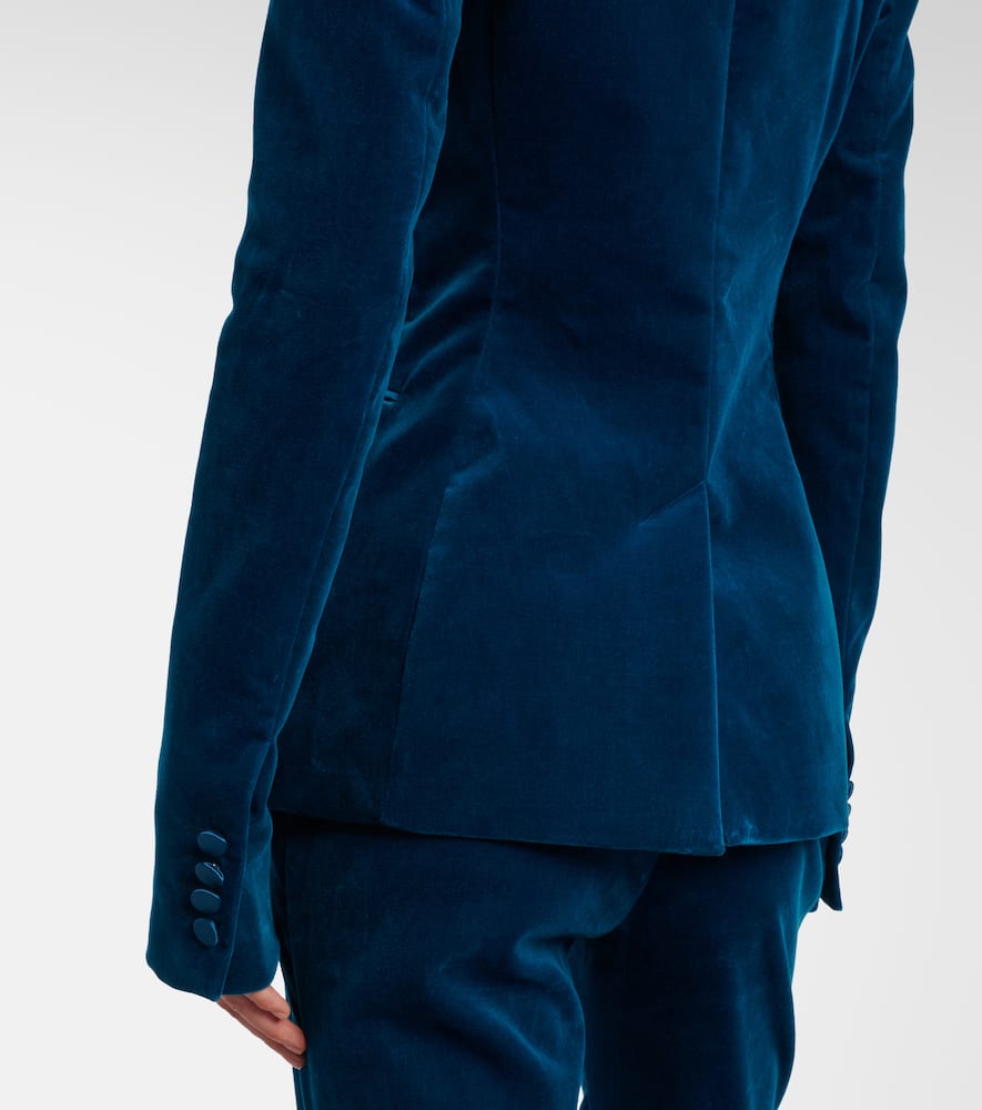 Rabanne Cotton-blend Velvet And Satin Blazer In Blue