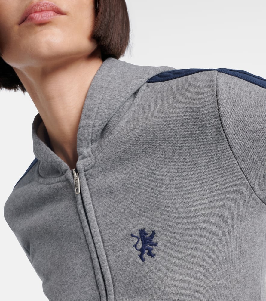 Balenciaga Embroidered Cotton Zip-up Hoodie In Gray