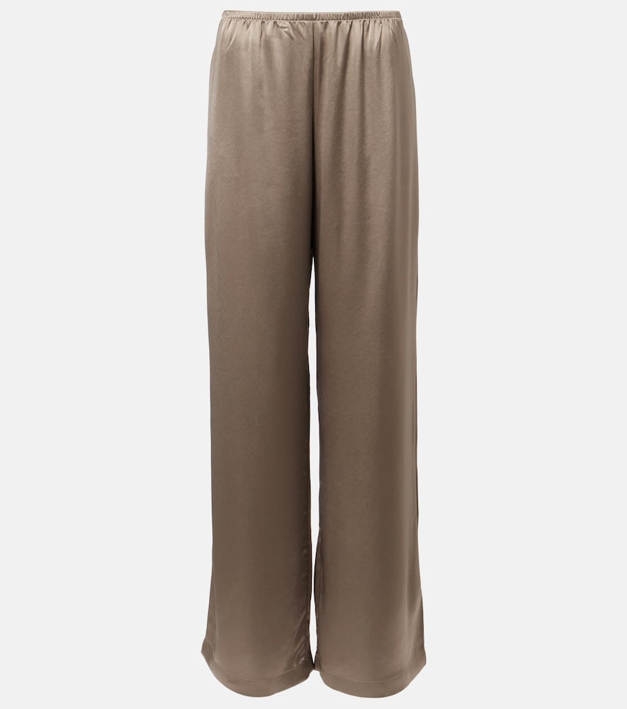 Leset Barb Satin Wide-leg Pants In Multi