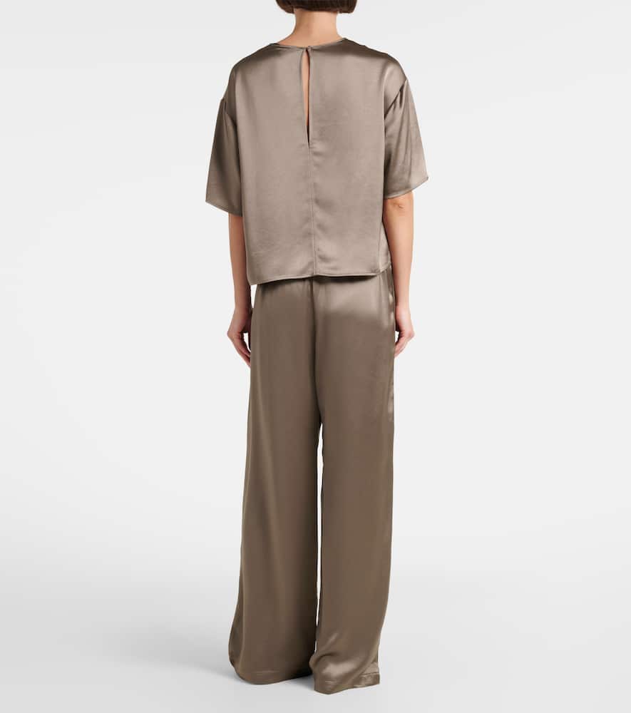 Leset Barb Satin Wide-leg Pants In Multi