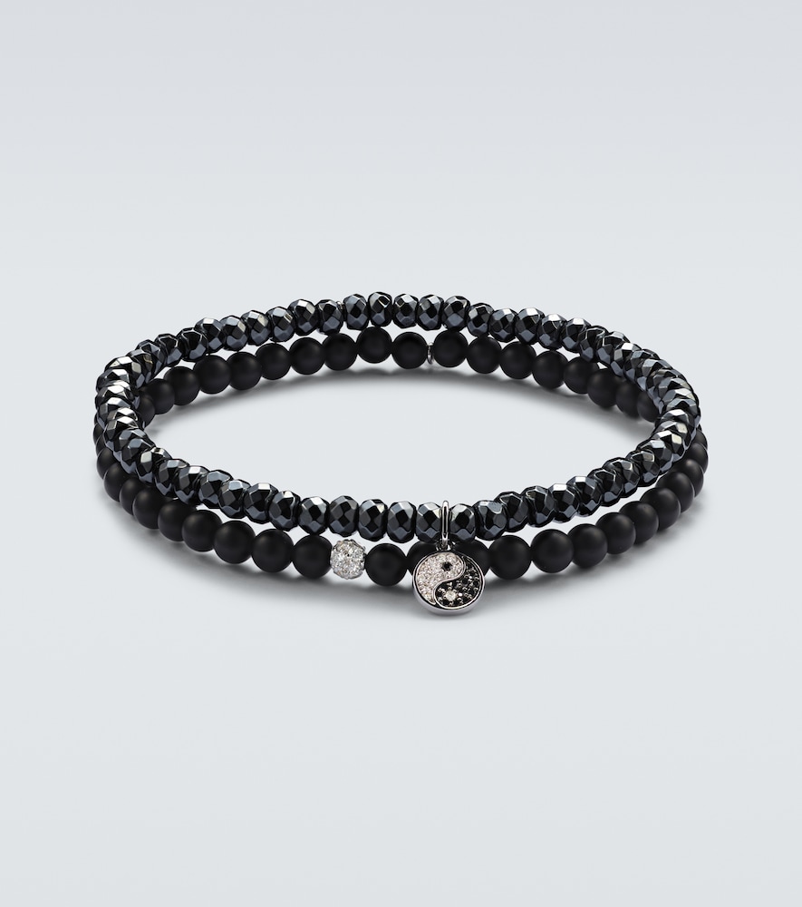 Sydney Evan 14kt white gold set of 2 bracelets with diamonds and gemstones