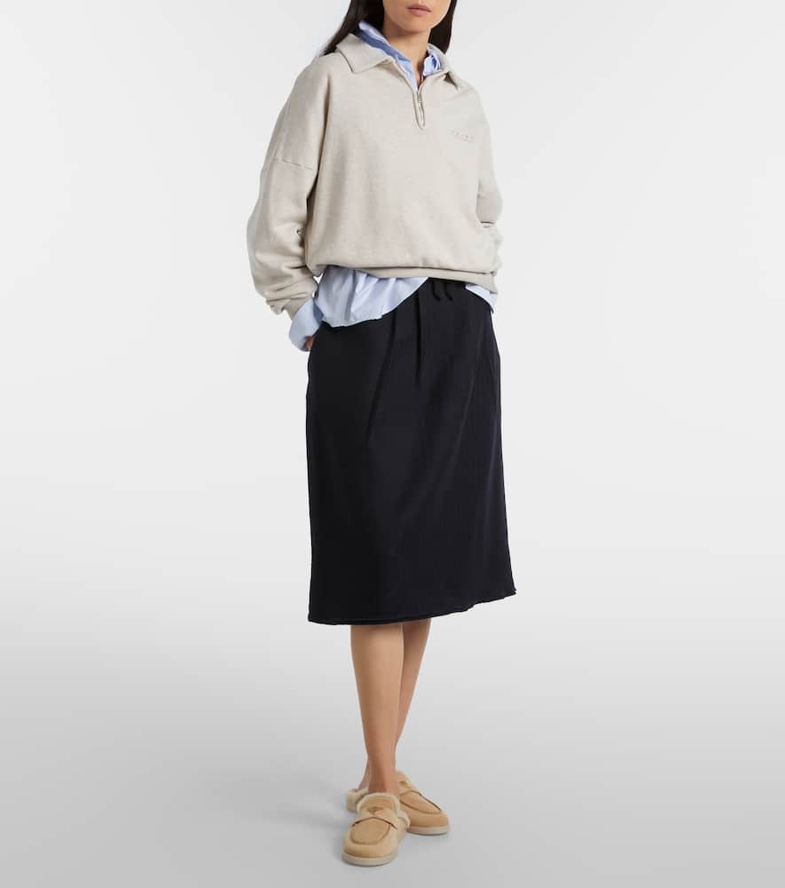 Prada Shearling-lined Suede Mules In Nude