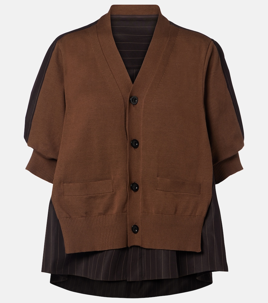 Sacai Striped cotton cardigan