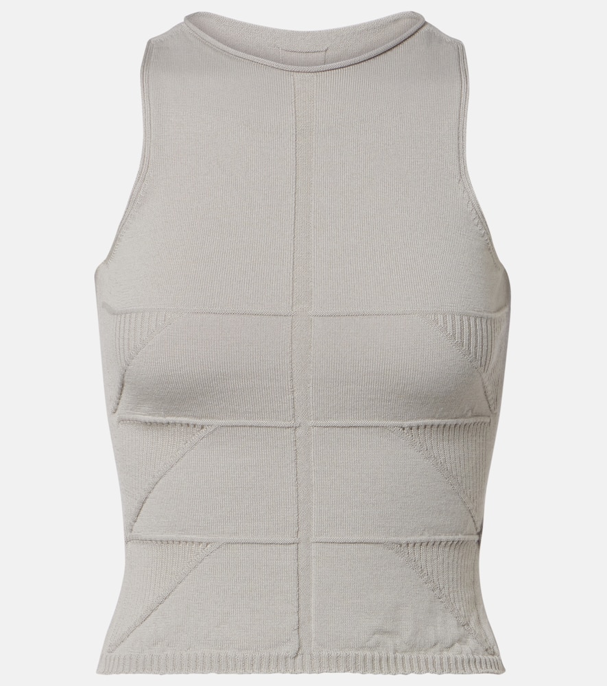 Rick Owens Temple Virgin Wool Tank Top In Brown
