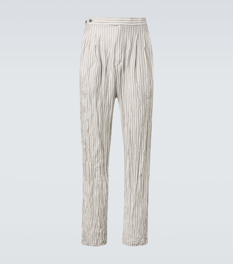 Pantaloni regular in seta a righe