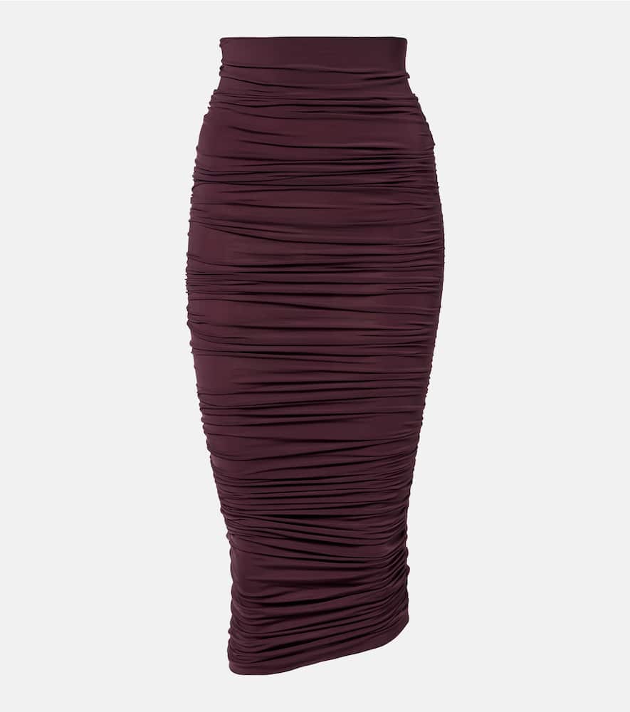 Wolford Draped Sheer High-rise Midi Skirt In Purple
