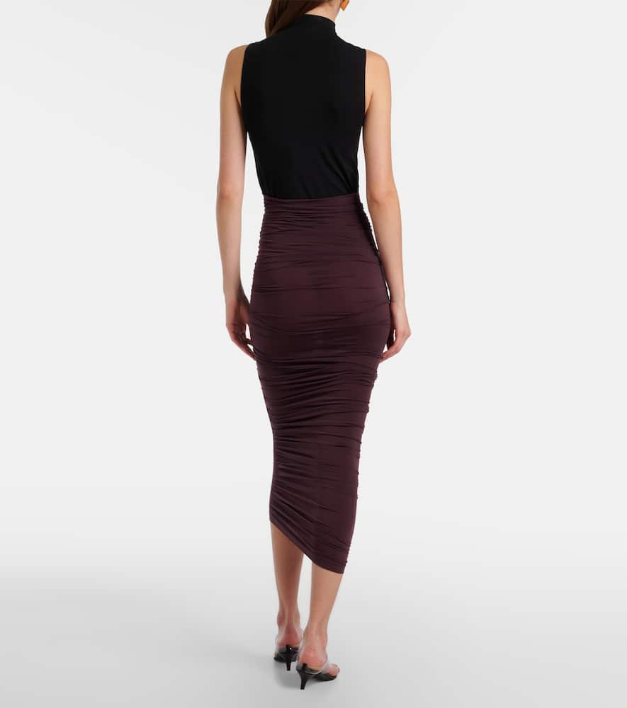 Wolford Draped Sheer High-rise Midi Skirt In Purple
