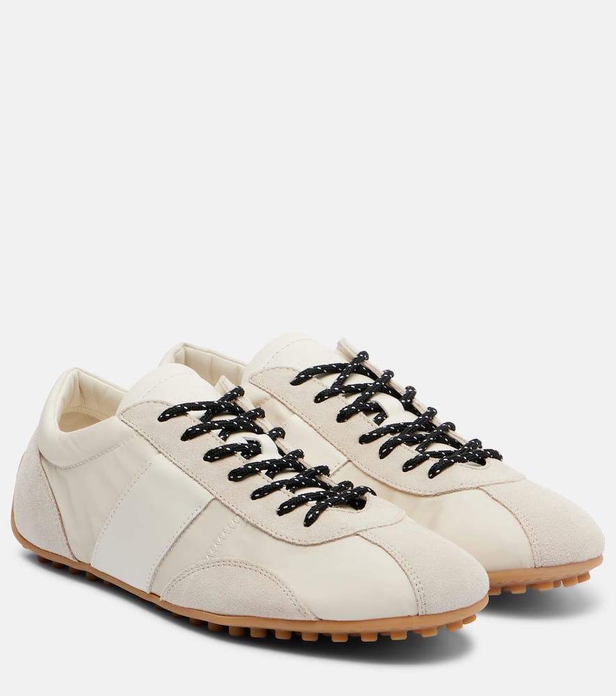 Tod's Suede-trimmed Satin Sneakers In White