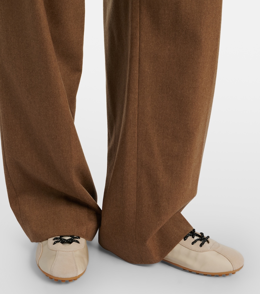 Tod's Suede-trimmed satin sneakers