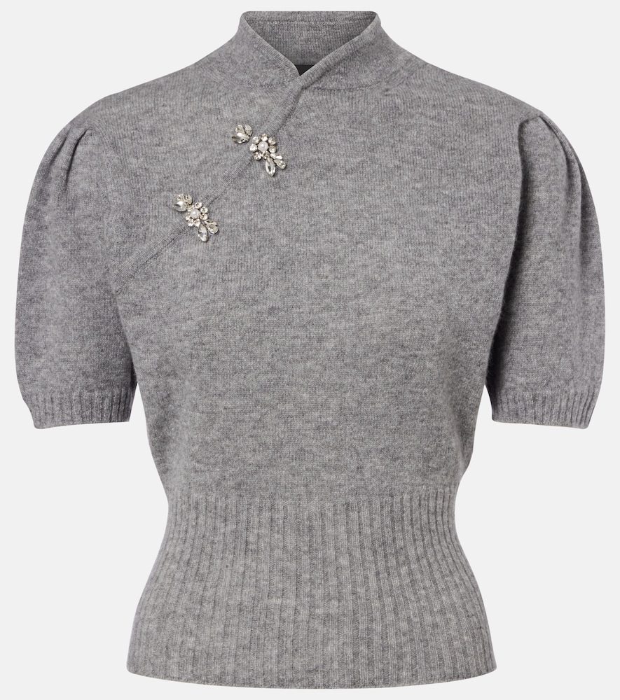 Simone Rocha Embellished Cashmere Sweater In Gray
