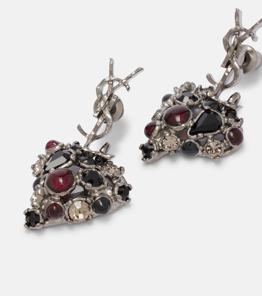 Saint Laurent Saint Laurent Cassandre Embellished Drop Earrings 
