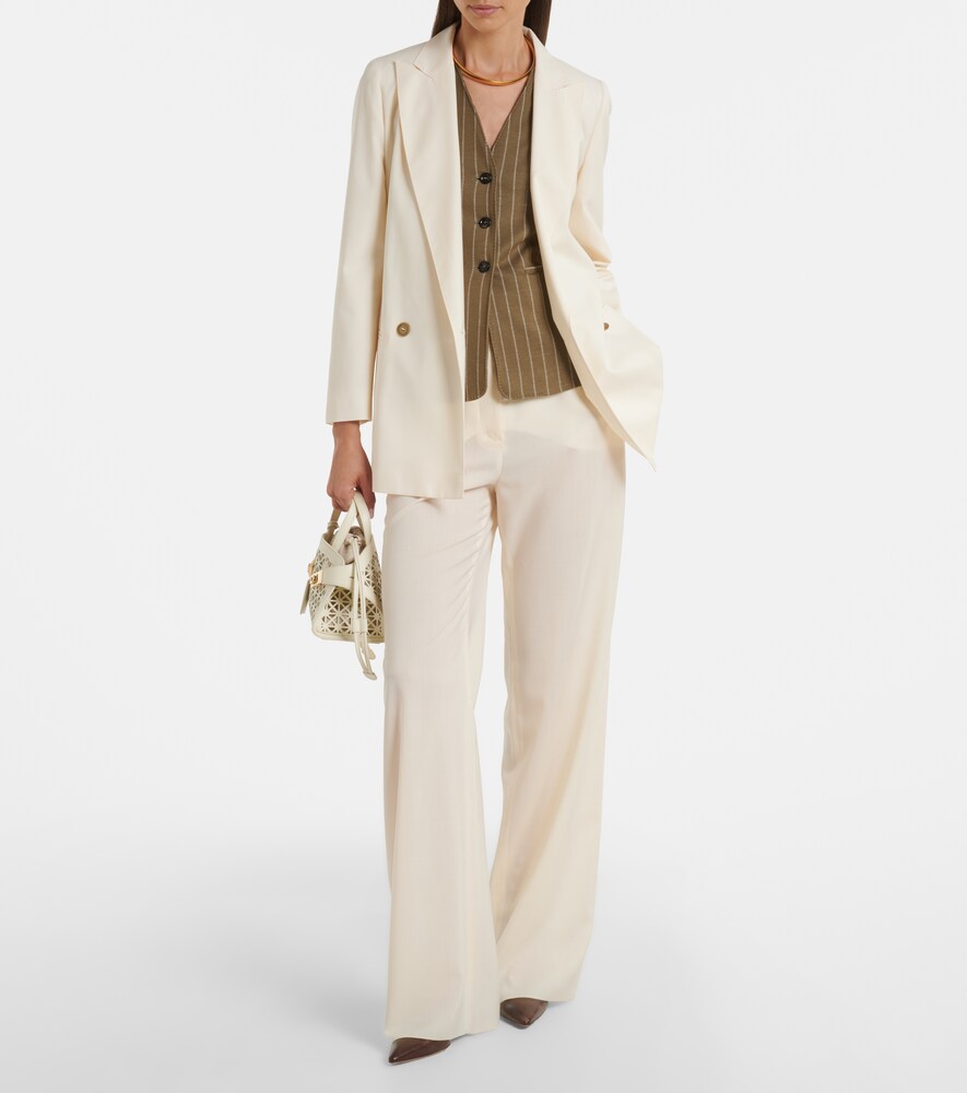 Max Mara Belted virgin wool wide-leg pants