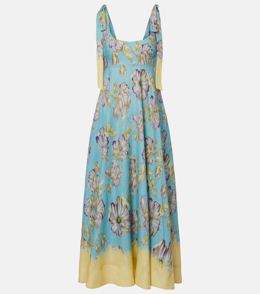 Alemais Women's Blue Jerry Floral Linen Midi Dress UK Size 6 - Mytheresa