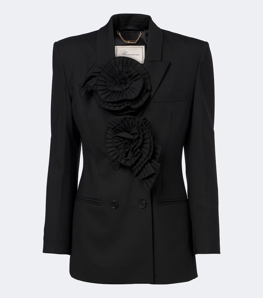 Blumarine Floral-appliqué Blazer In Black