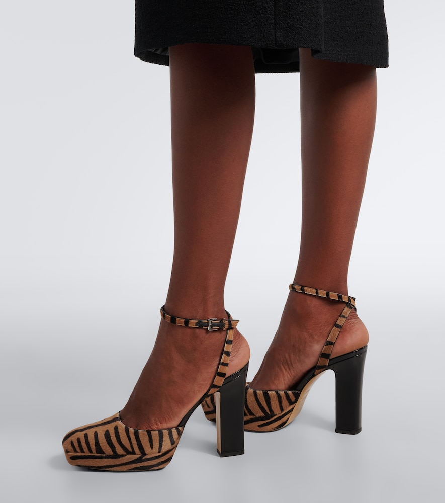 Tiger-Print Calf Hair Platform Pumps