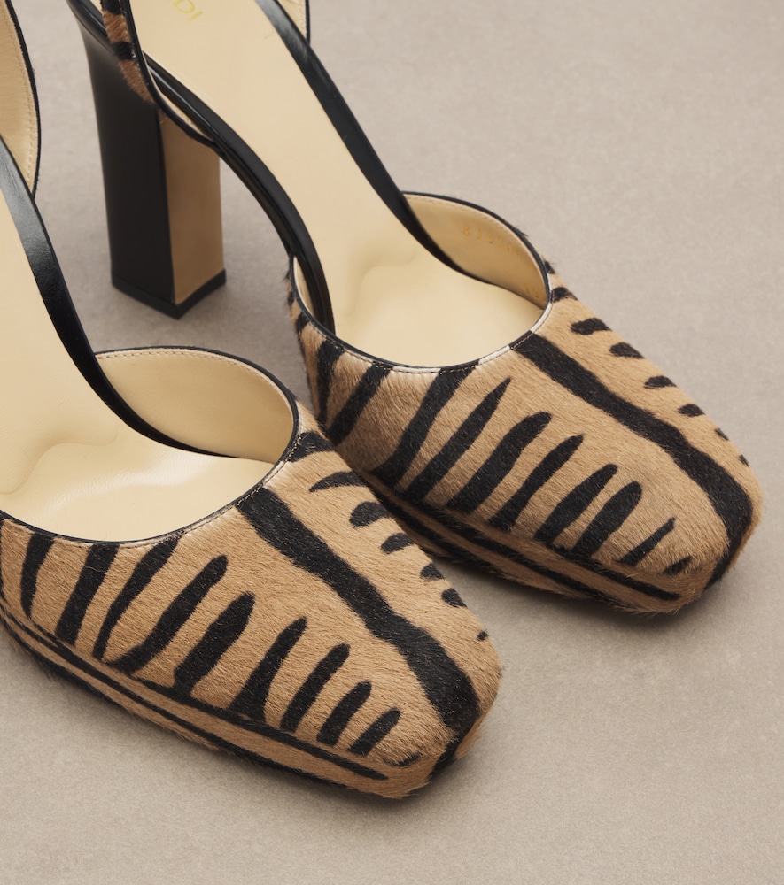 Tiger-Print Calf Hair Platform Pumps