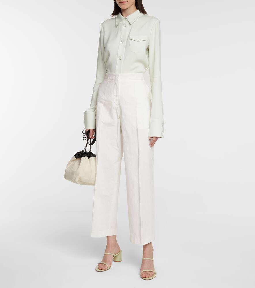JIL SANDER HIGH-RISE STRAIGHT COTTON-BLEND PANTS,P00552593