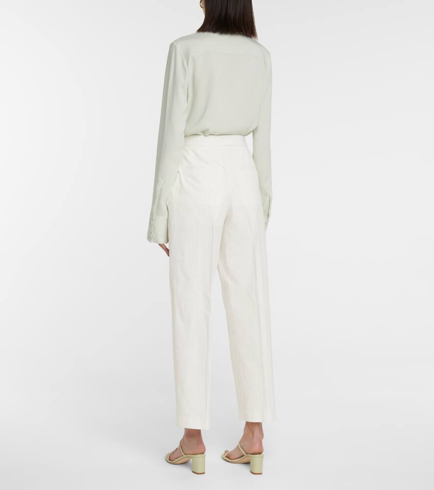 JIL SANDER HIGH-RISE STRAIGHT COTTON-BLEND PANTS,P00552593