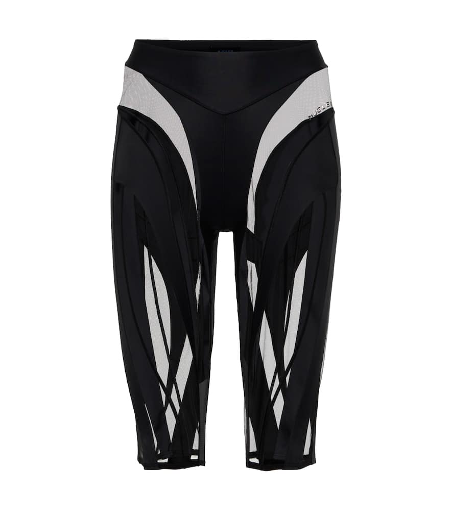 Mugler Mesh-paneled biker shorts