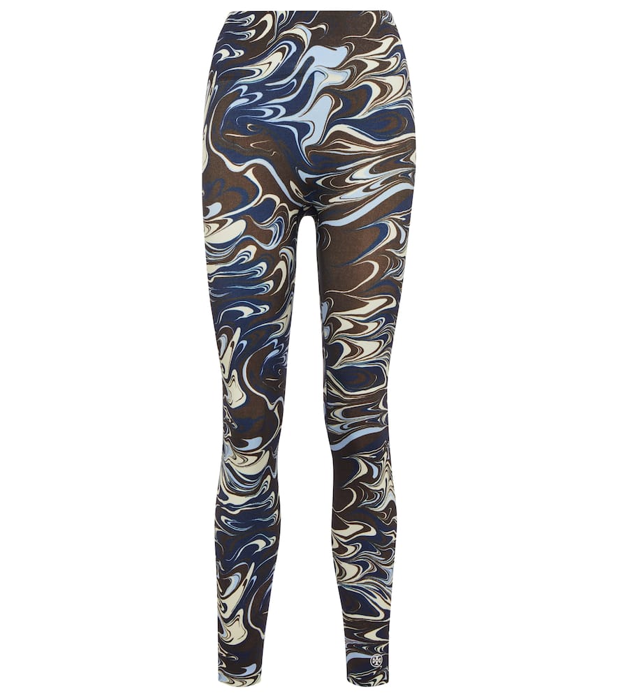 Tory Sport Marble-printed high-rise leggings