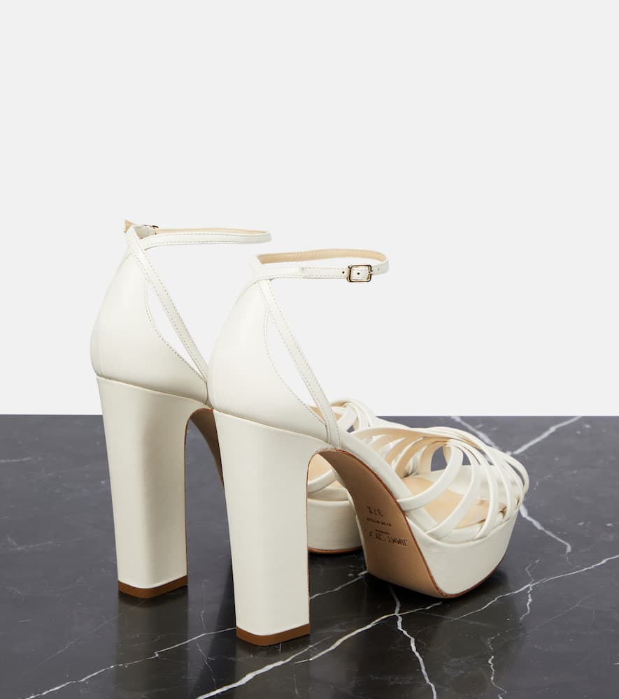 Shop Jimmy Choo Isra Leather Platform Sandals In Latte