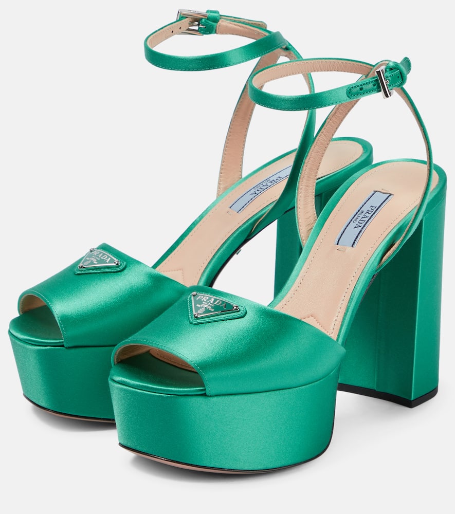 Prada Satin Platform Sandals In Assenzio