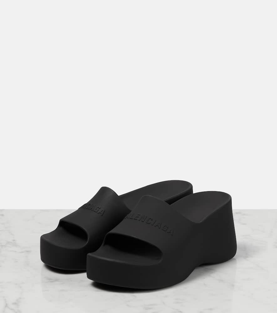 Shop Balenciaga Platform Slides In Black