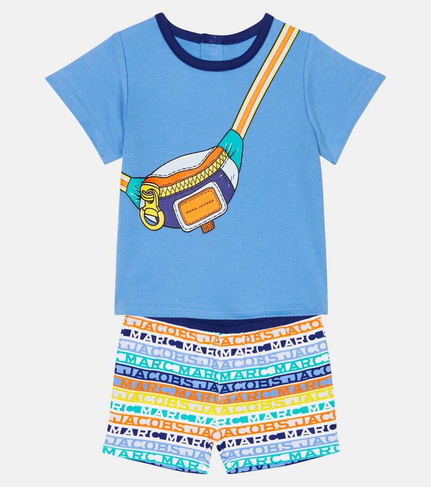 Shop Marc Jacobs Baby Cotton T-shirt And Shorts Set In Pale Blue