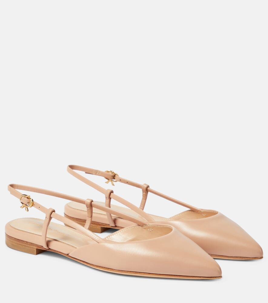 Gianvito Rossi Ribbon Sling 05 Flats In Beige