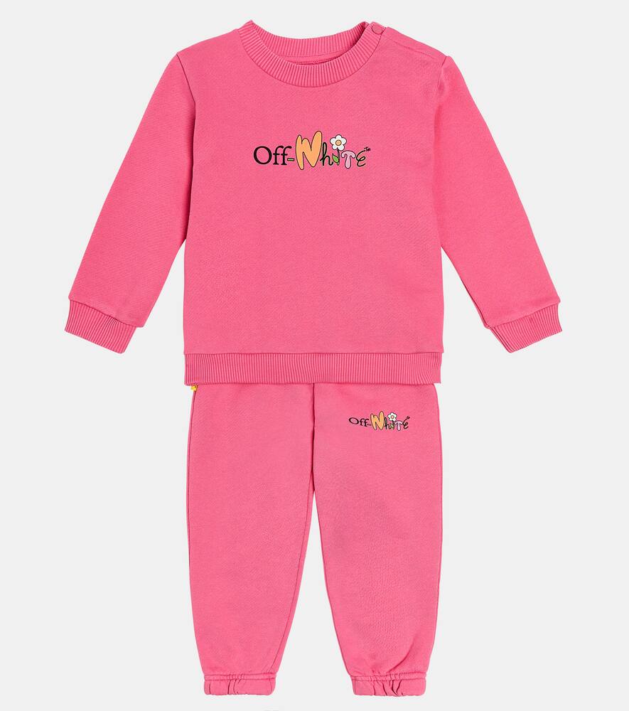 Off-white Baby Set Funny Flowers Aus Sweatshirt Und Jogginghose In Pink