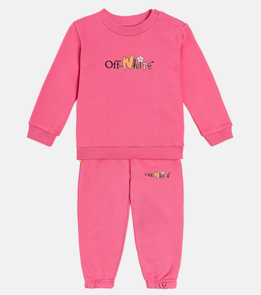 Shop Off-white Baby Funny Flowers Sweatshirt And Sweatpants Set In Pink