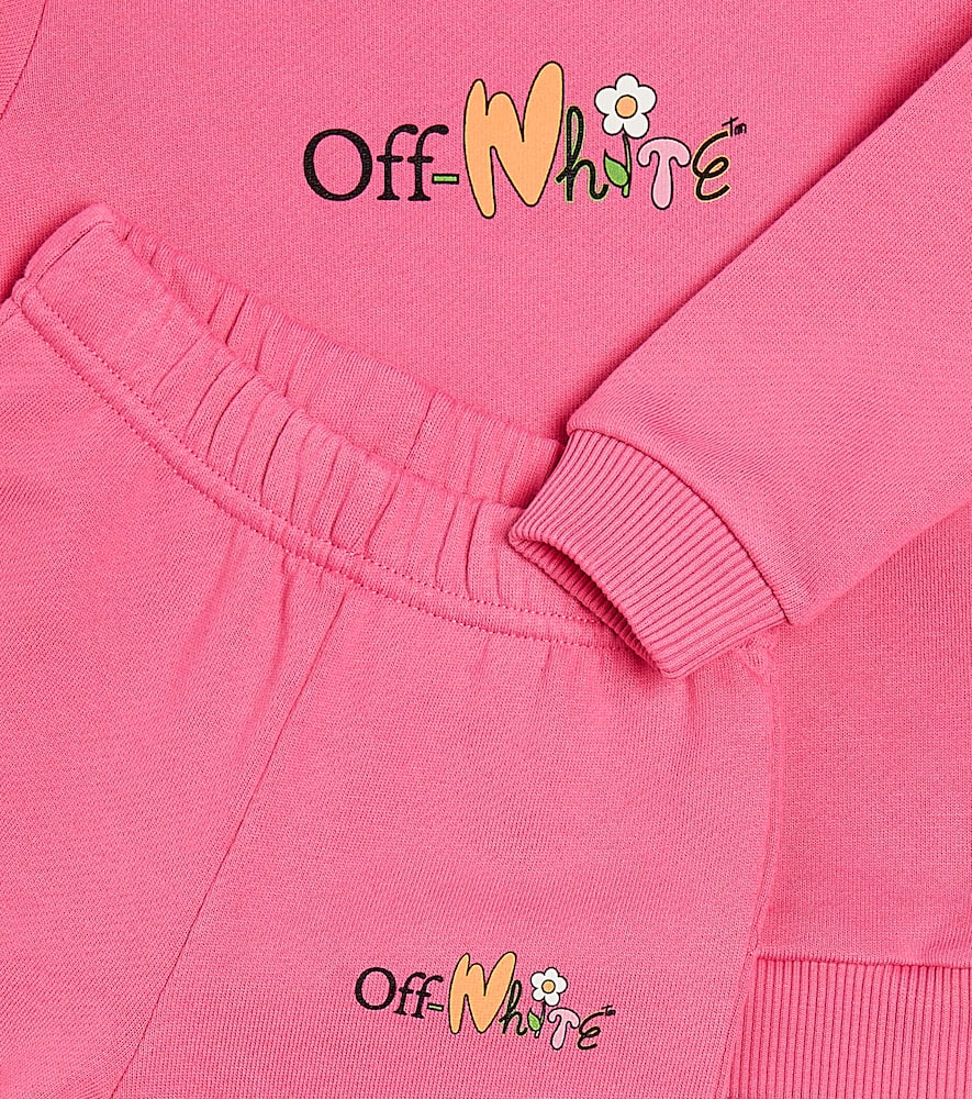 Off-white Baby Set Funny Flowers Aus Sweatshirt Und Jogginghose In Pink