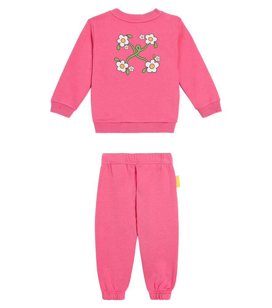 Off-white Baby Set Funny Flowers Aus Sweatshirt Und Jogginghose In Pink