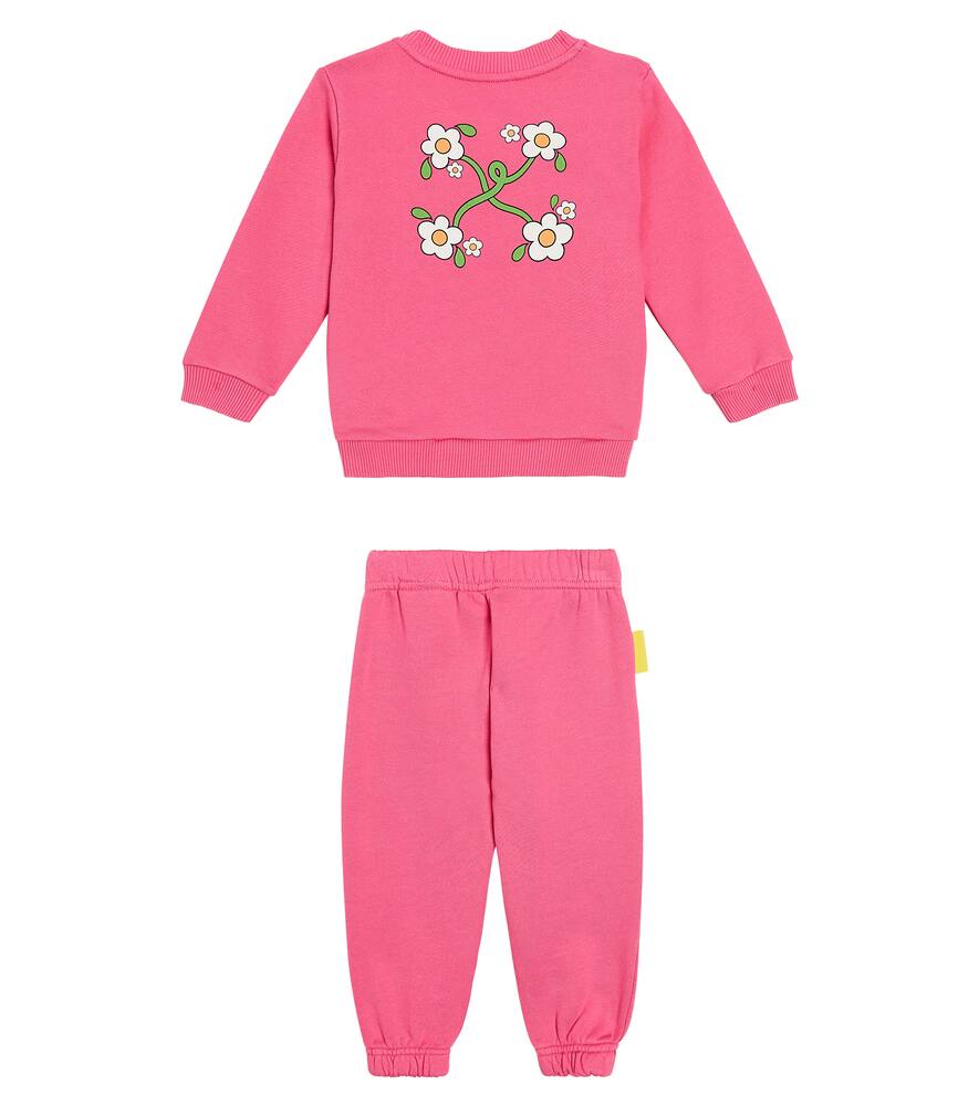 Shop Off-white Baby Funny Flowers Sweatshirt And Sweatpants Set In Pink