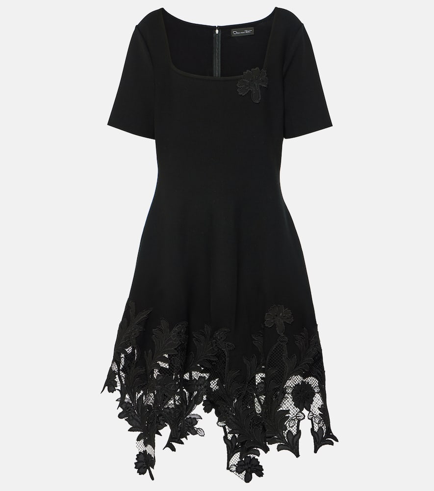 Oscar de la Renta Lace-trimmed knitted minidress