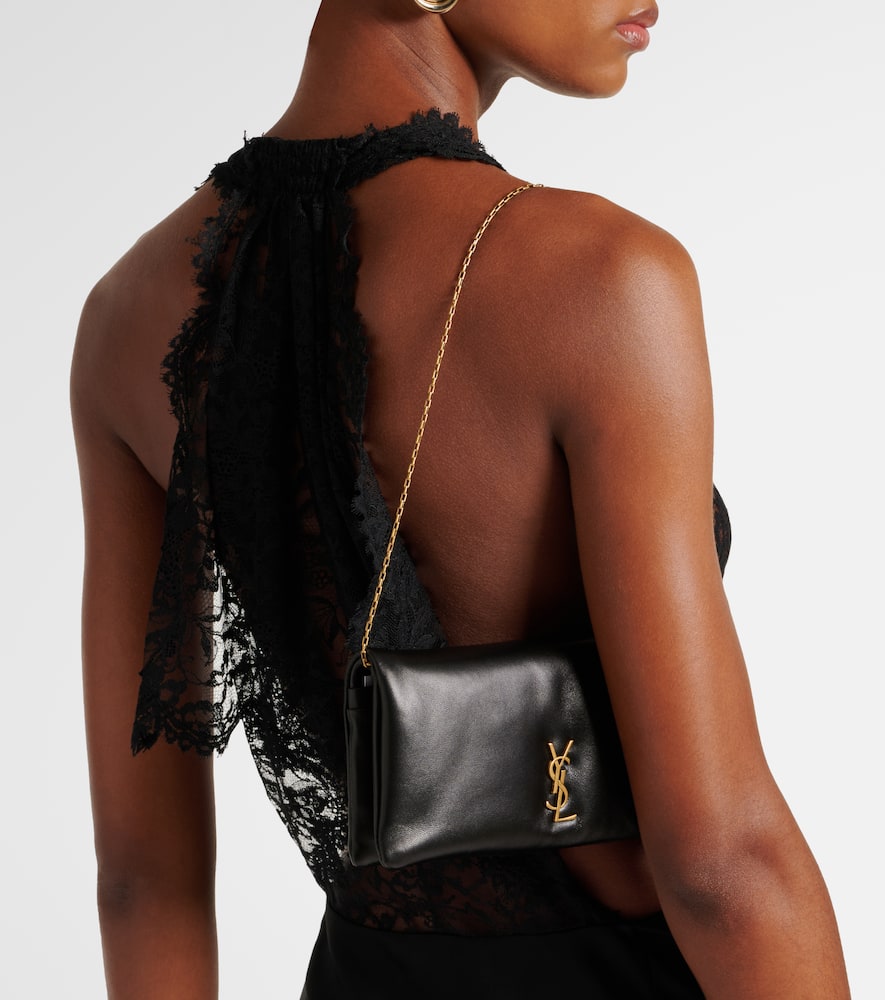 Saint Laurent Calypso Mini Leather Shoulder Bag In Black