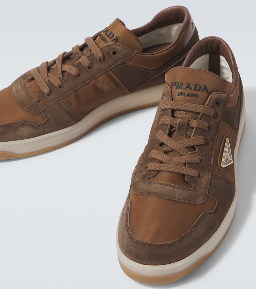 PRADA DOWNTOWN SUEDE-TRIMMED SNEAKERS