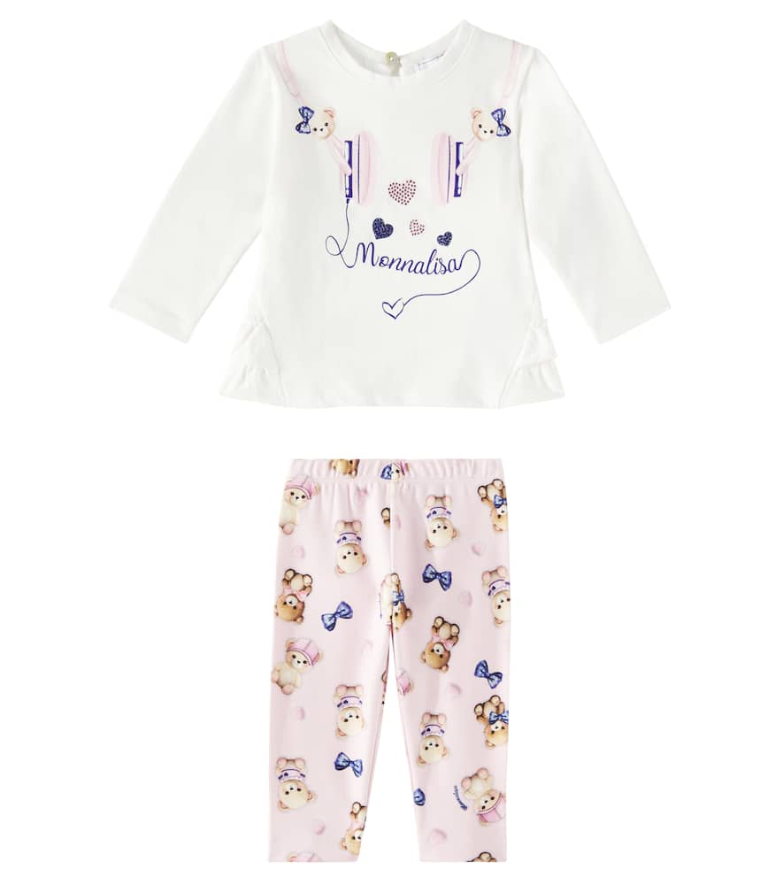 Monnalisa Baby printed T-shirt and leggings set