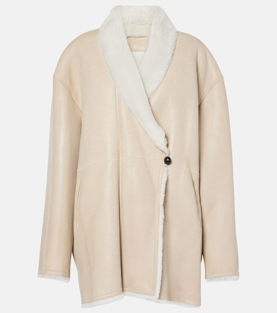 Elanore shearling-trimmed leather coat