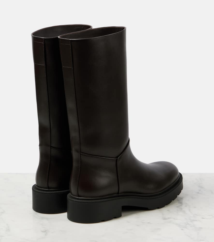 The Row Nobilis Leather Boots In Brown