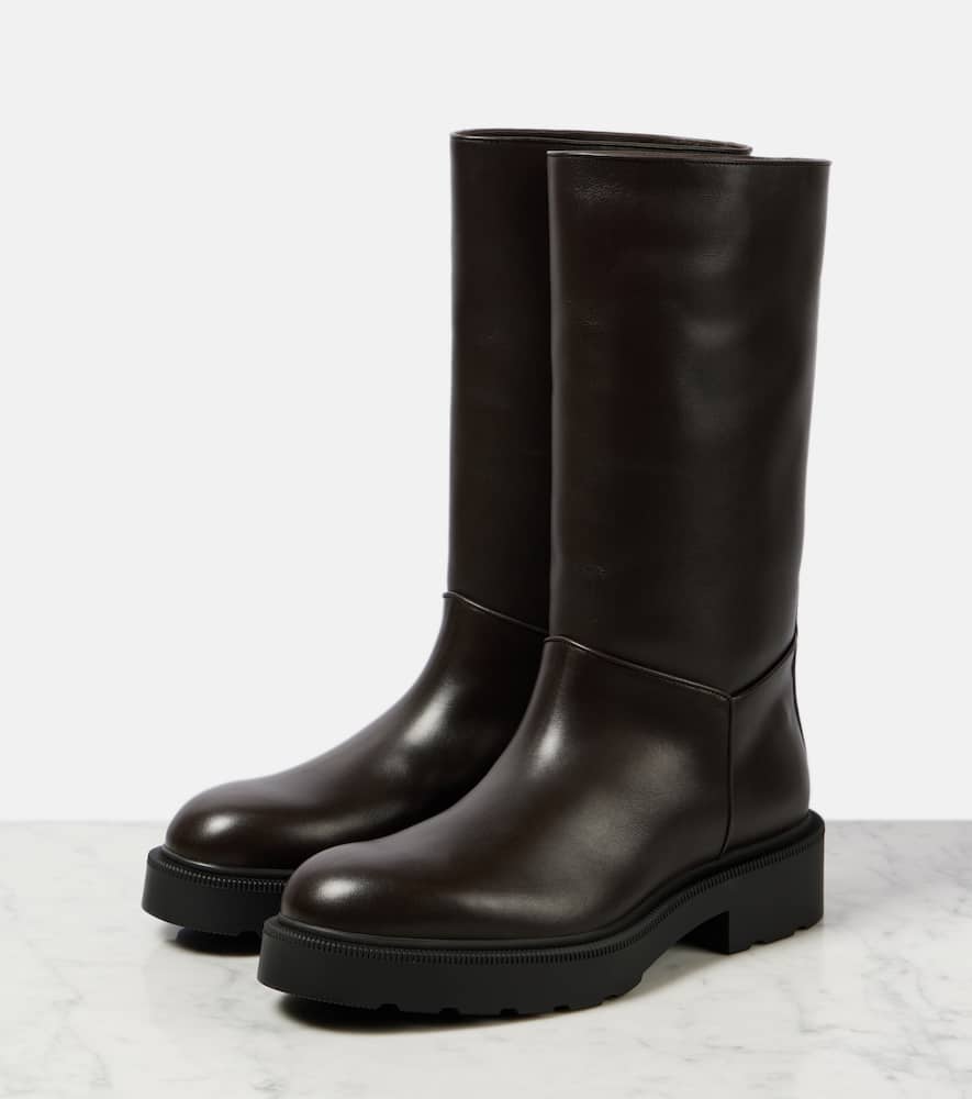 The Row Nobilis Leather Boots In Brown