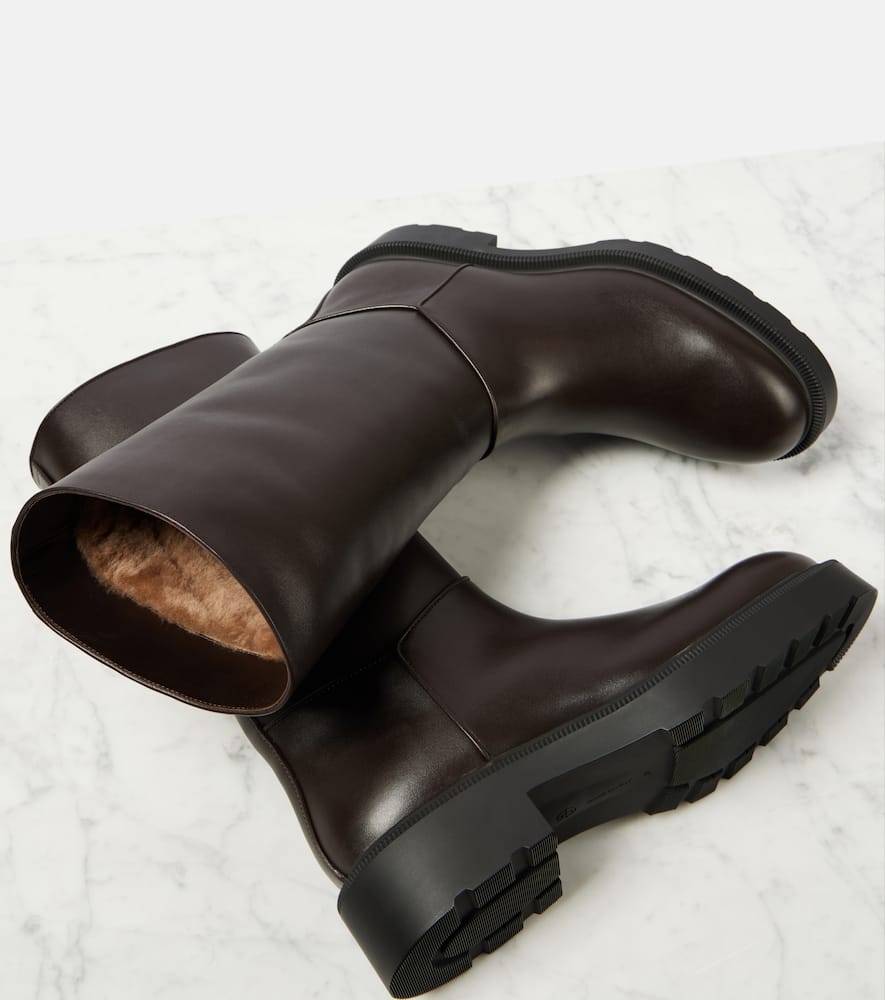 The Row Nobilis Leather Boots In Brown