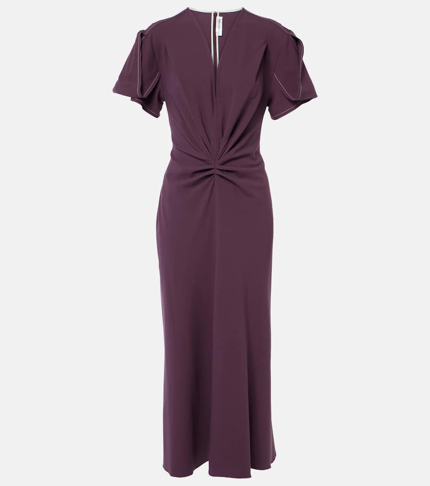 Victoria Beckham Gathered wool-blend midi dress