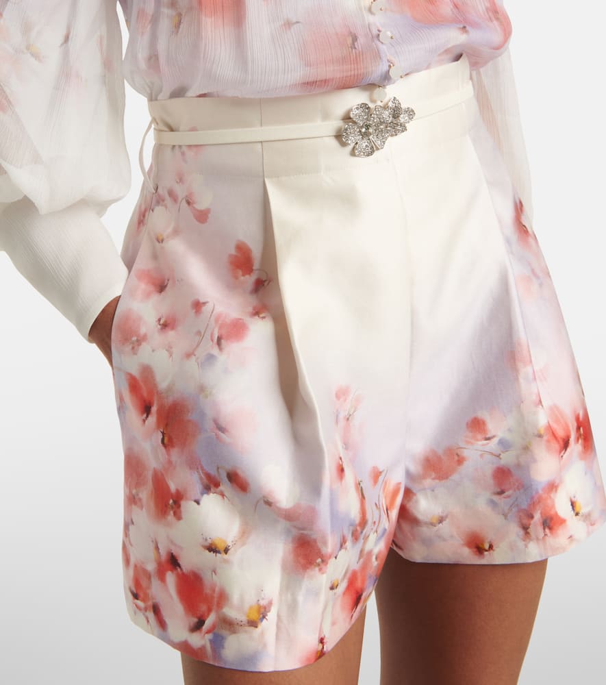 ZIMMERMANN CRUSH FLAT FRONT SILK AND COTTON SHORTS
